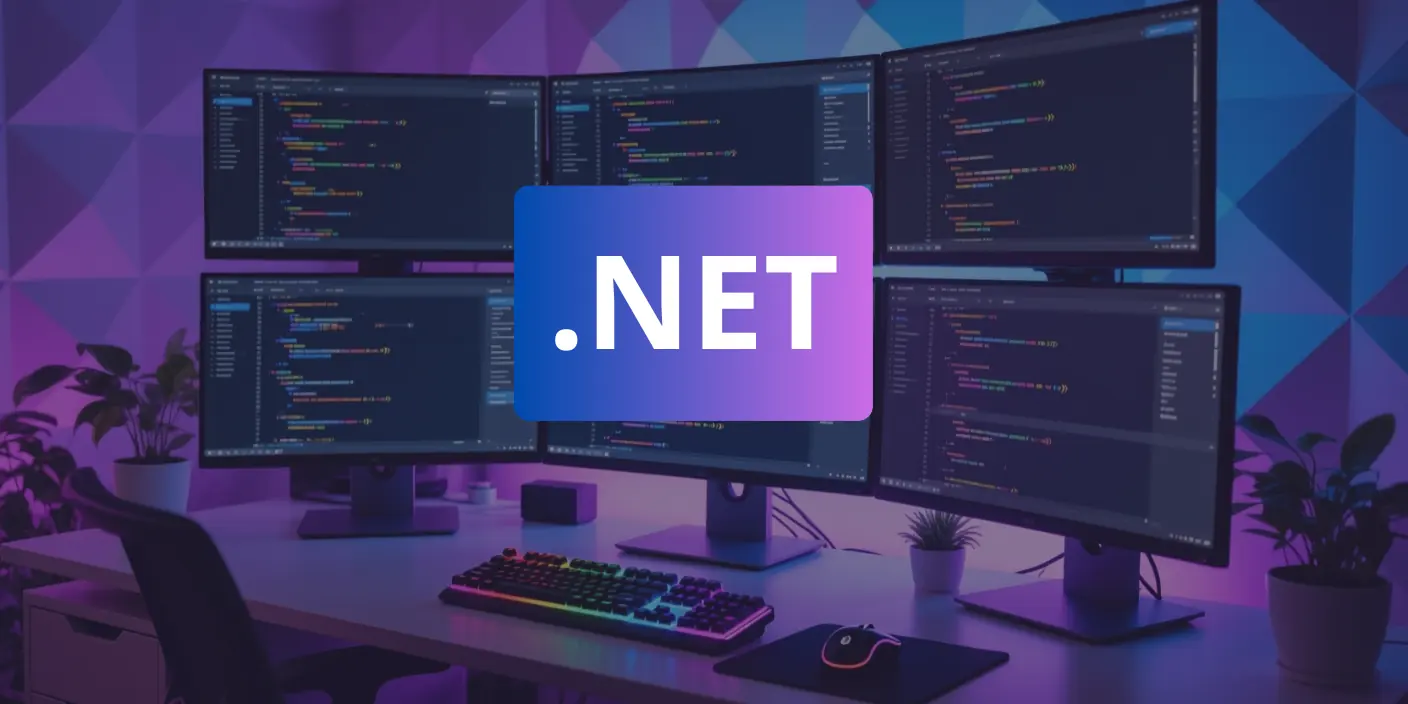 Logo .NET devant un environnement de développement moderne